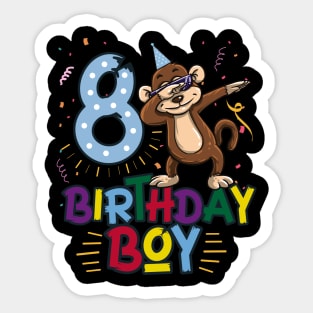 Funny Birthday Gift 8 year old Boy Dabbing Monkey T-Shirt Sticker